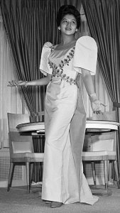 1963: The former pagent queen shows off a traditional gown