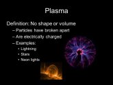 Solid liquid gas plasma Definitions